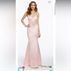 Camille La Vie Petal Pink Satin Mermaid Gown